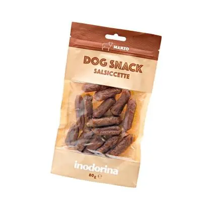 Immagine principale del prodotto Inodorina - Dog Snack - Salsiccette Manzo - 80gr. disponibile presso il nostro store online mypetmall.net.