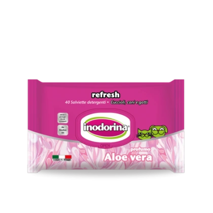 Immagine principale del prodotto Inodorina - Salviette Refresh - 40pz - Aloe Vera disponibile presso il nostro store online mypetmall.net.