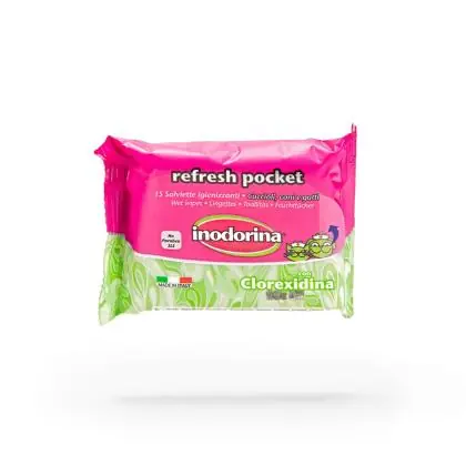 Immagine principale del prodotto Inodorina - Salviette Refresh Pocket - 15pz - Clorexidina disponibile presso il nostro store online mypetmall.net.